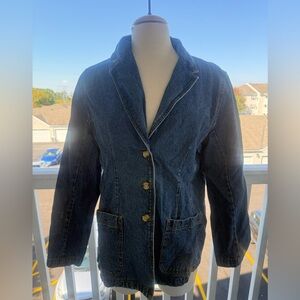 VTG Cherokee Denim Jacket Womens XL Blue Dark Wash Barn Chore Coat 90s